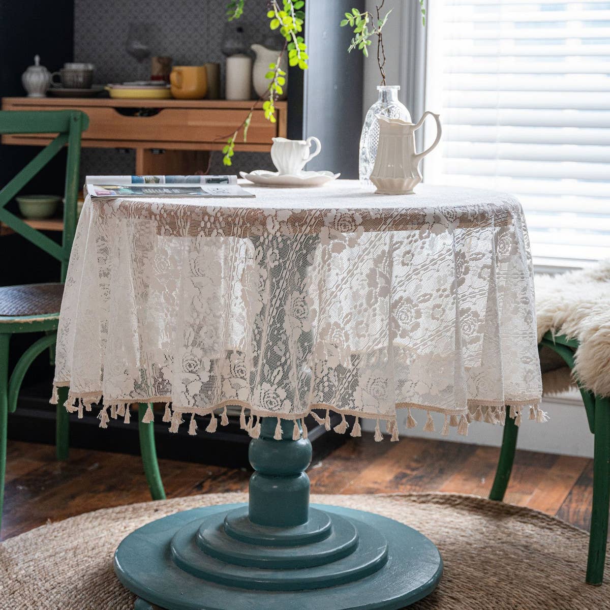 FOREST STYLE PASTORAL CROCHET COVER DINING TABLE