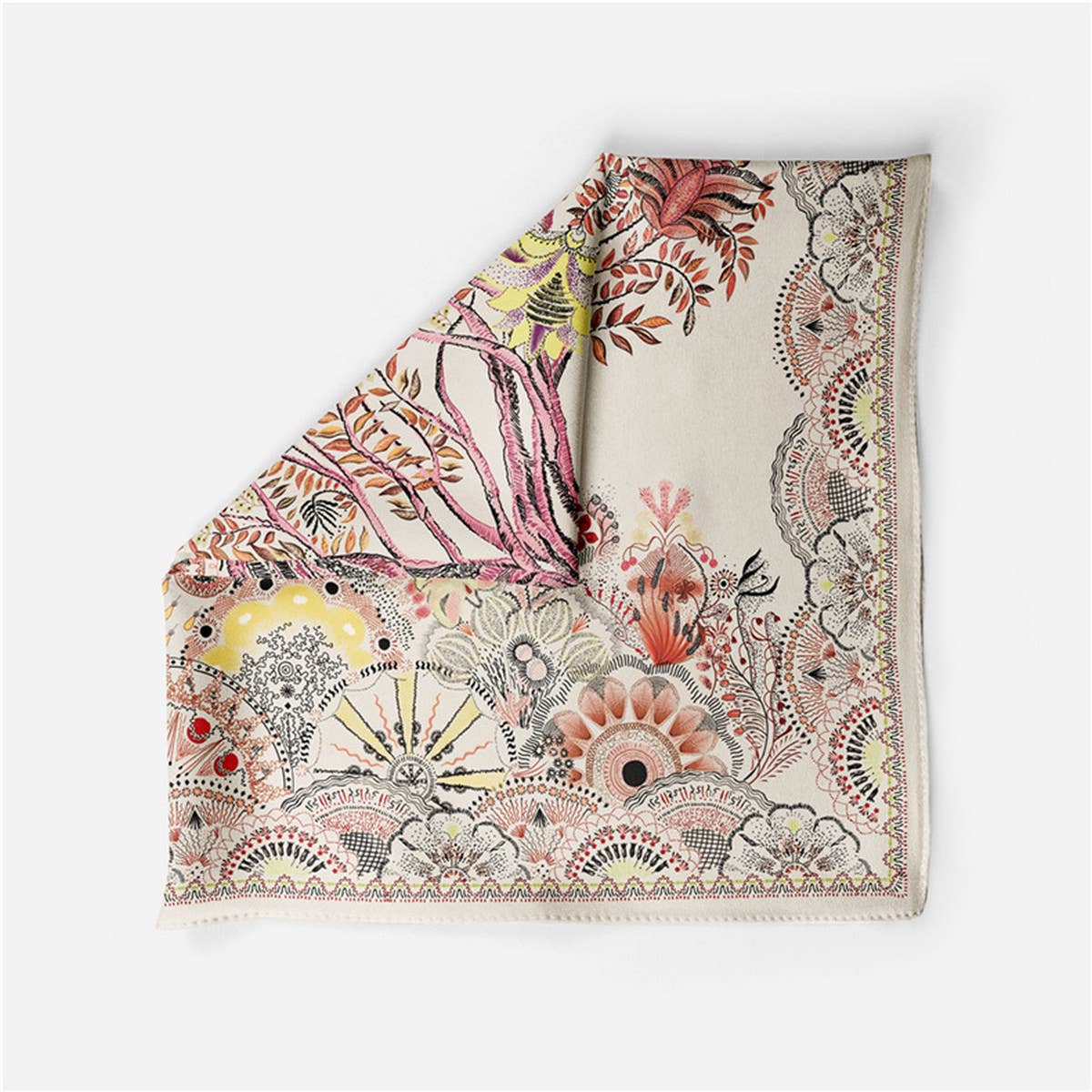 Boho Tree Print Silk Scarf - Luxurious Neck Wrap_CWASC0644