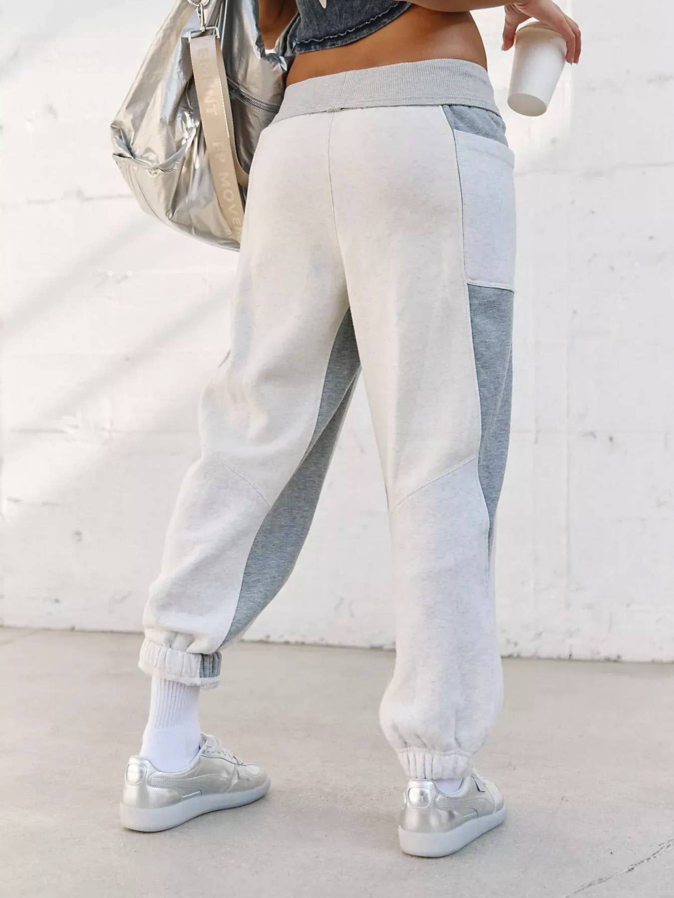 Spliced sports elastic waist guard pants