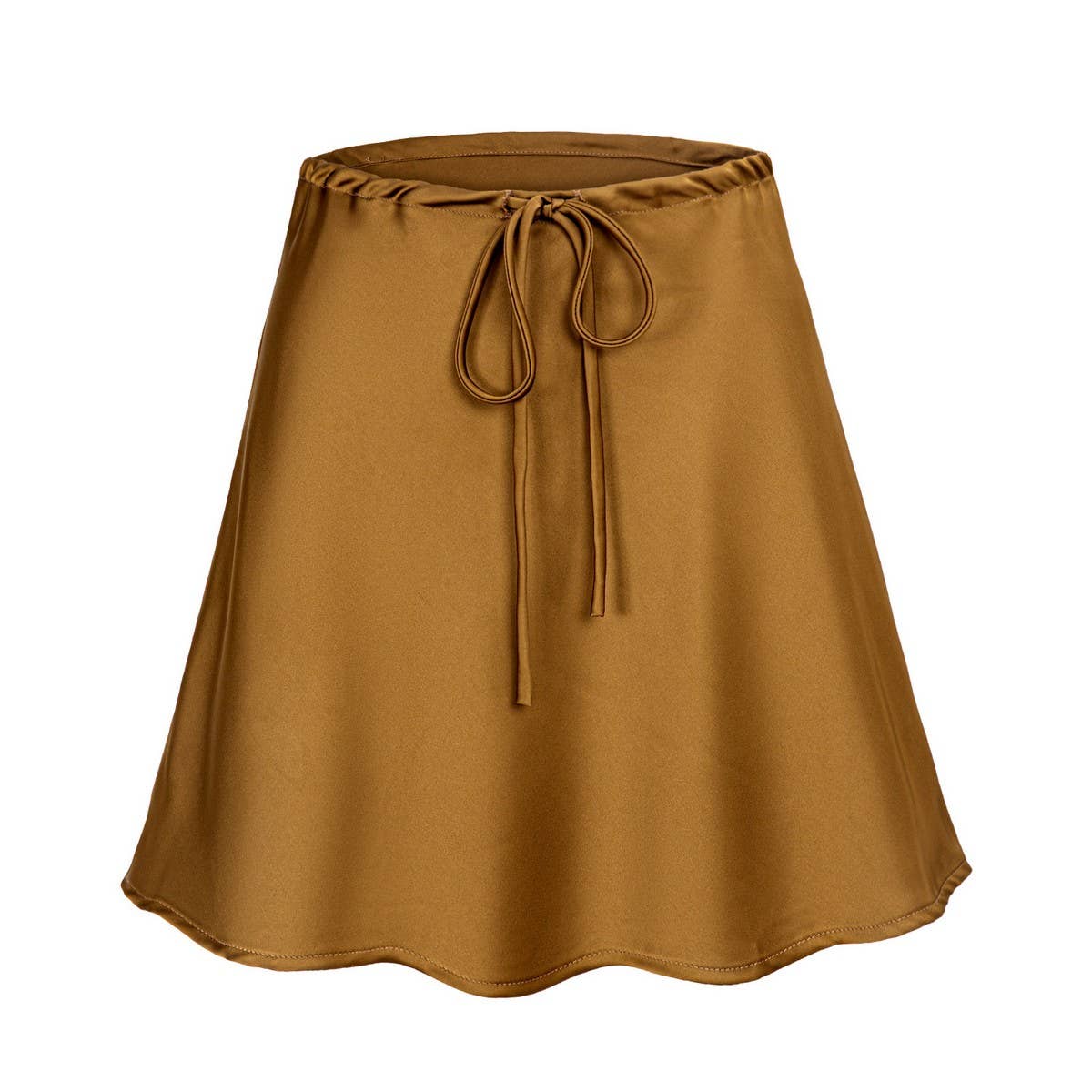 SATIN SKIRT DRAWSTRING CASUAL SHORT SKIRT