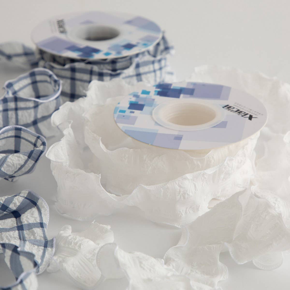 COLORFUL PUFF PLAID RIBBON FISHTAIL YARN RIBBON