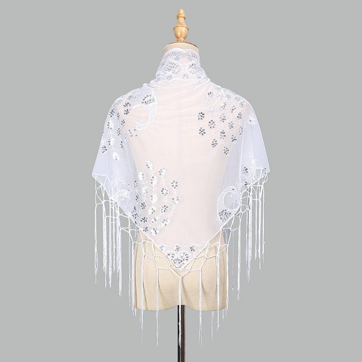 ETHNIC CLASSIC PEACOCK TASSEL TRIANGLE SHAWL