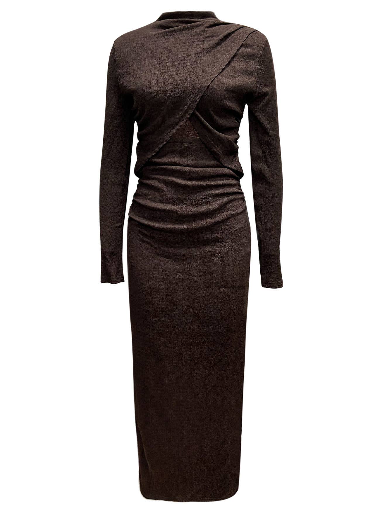 Sexy slit figure-hugging waist-revealing dress