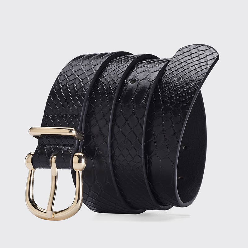 TREND SERPENTINE PU LEATHER GOLD BUCKLE BELT