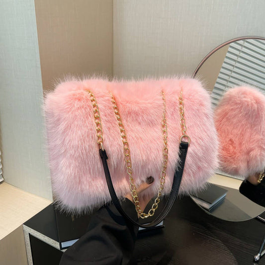 Plush Tote Bag Women Large Capacity Shoulder_CUAB00546