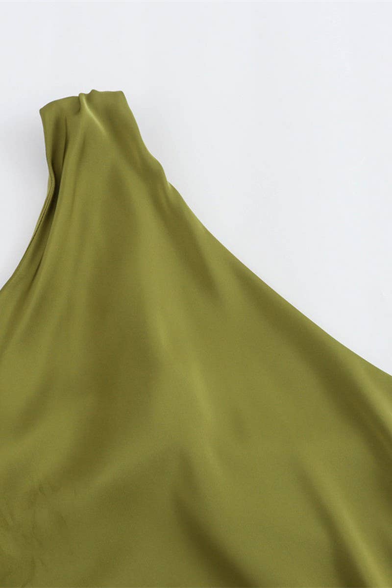 CWDSD6645_BACKLESS ONE-SHOULDER ASYMMETRIC SATIN DRESS