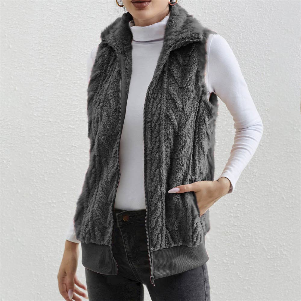 EXTRA JACQUARD FLEECE DOUBLE-SIDED WAISTCOAT