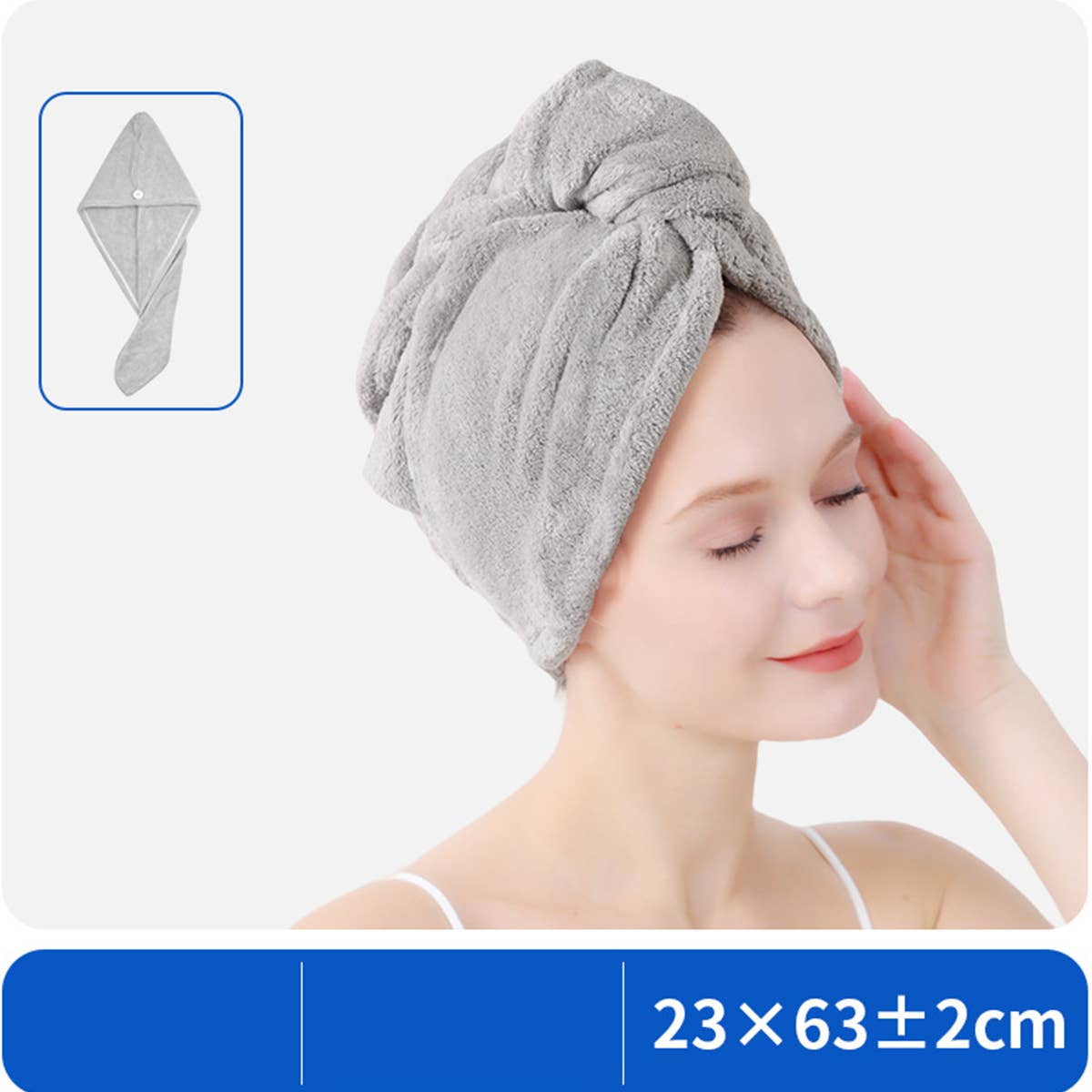 CWMM8341_THICK CORAL FLEECE DOUBLE LAYER SHOWER CAP