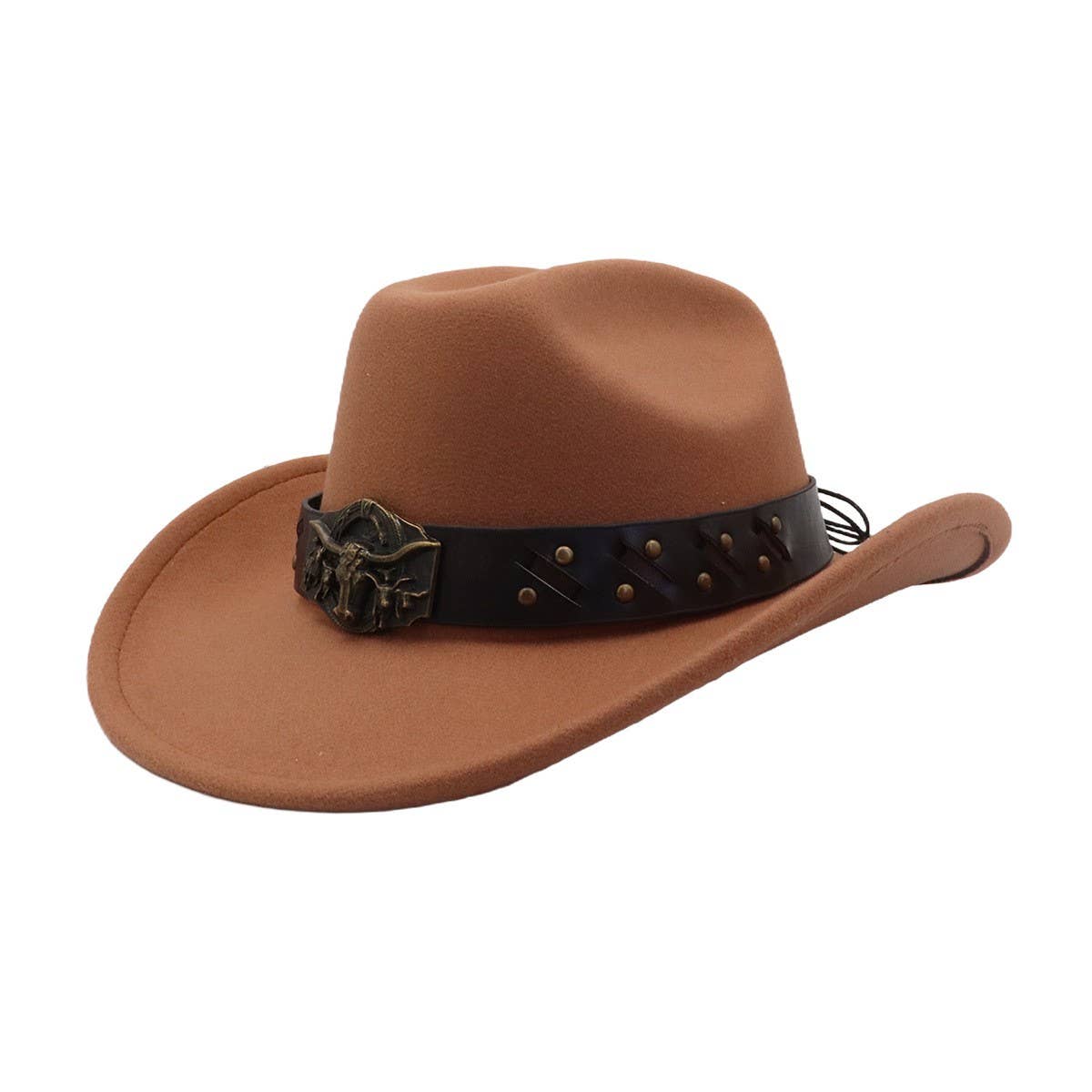 New Western Wool Fedora Hat with Ethnic Design_CWAH04499