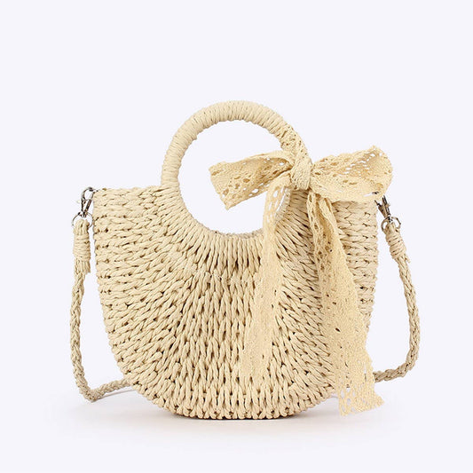 SEMI-CIRCULAR HANDMADE PAPER ROPE STRAW BAG_CWAB4701