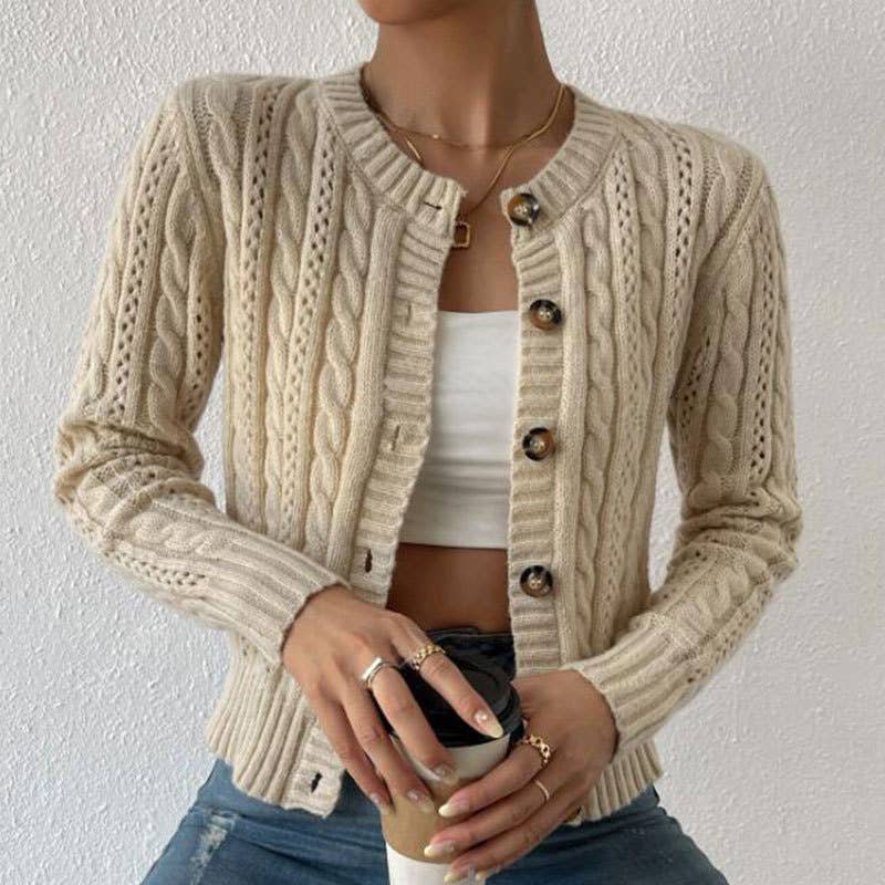 ROUND NECK SLOUCHY TWIST LONG SLEEVE CARDIGAN