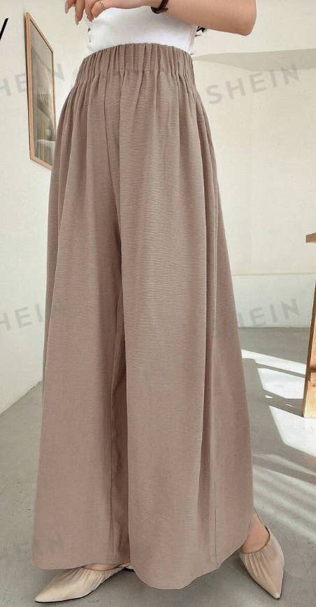 Fashion solid color long baggy wide-leg pants