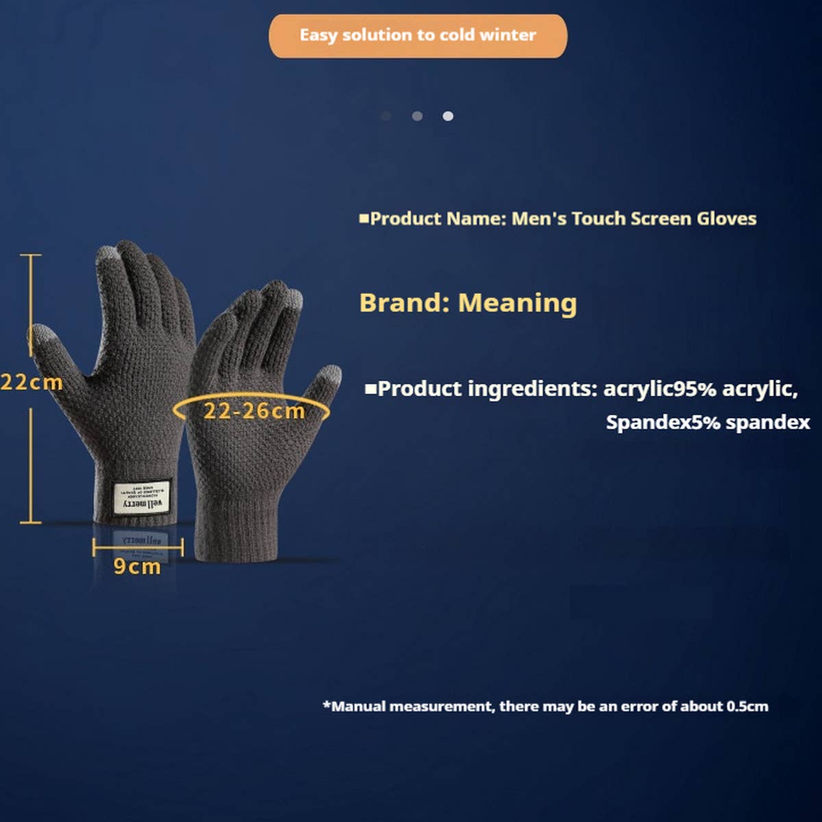 Men¡¯s Knit Touchscreen Gloves ? Thick & Warm_CWAG0516