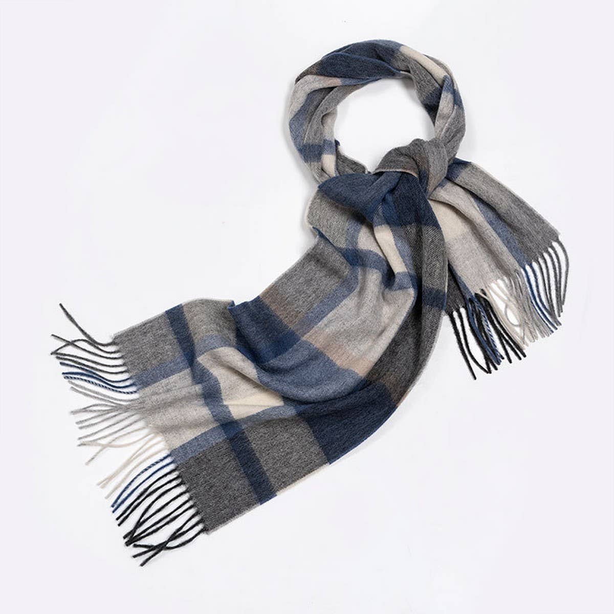 100% Wool Plaid Scarf Red Check Winter Warmth_CWASC2325