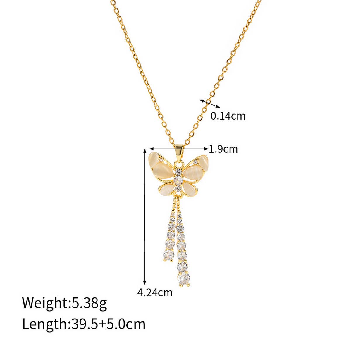 LILY OF THE VALLEY TASSEL BUTTERFLY NECKLACE_CWAHA0919