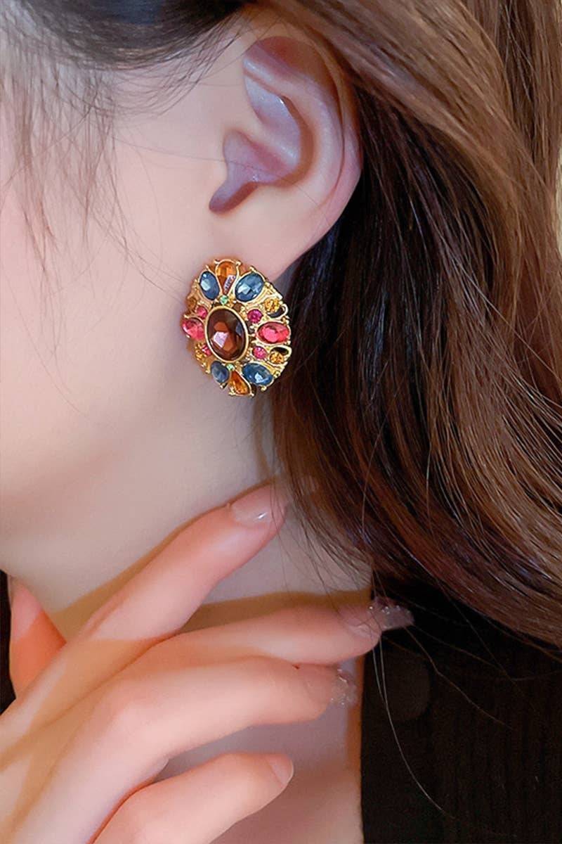 MULTICOLOR GEM DECKED EARRINGS