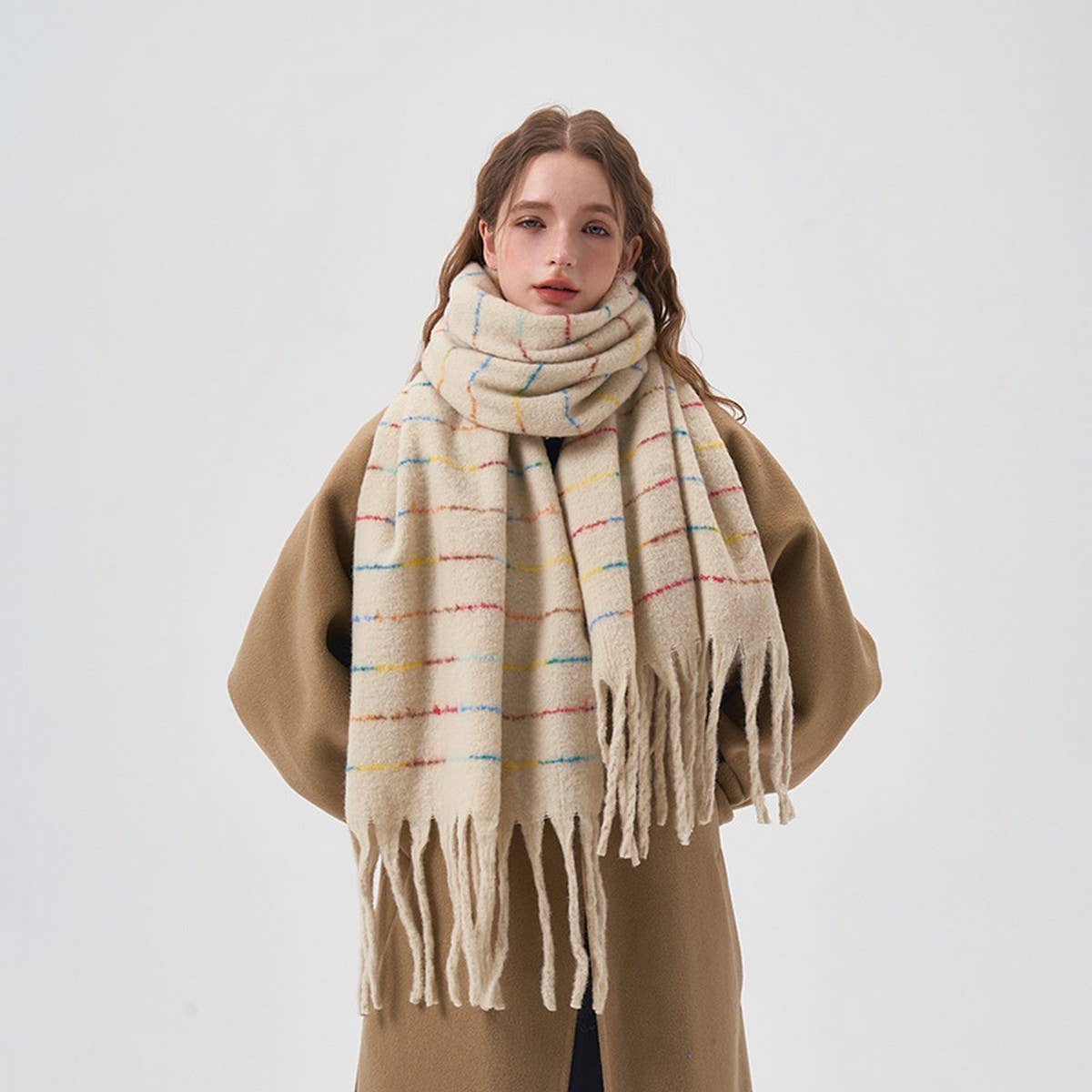 Gradient Soft Striped Scarf for Winter