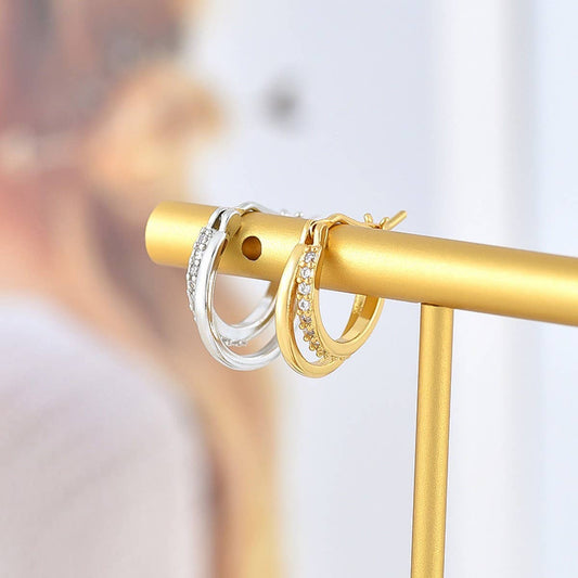 HOLLOW MODERN WOMEN DOUBLE HOOP EARRINGS