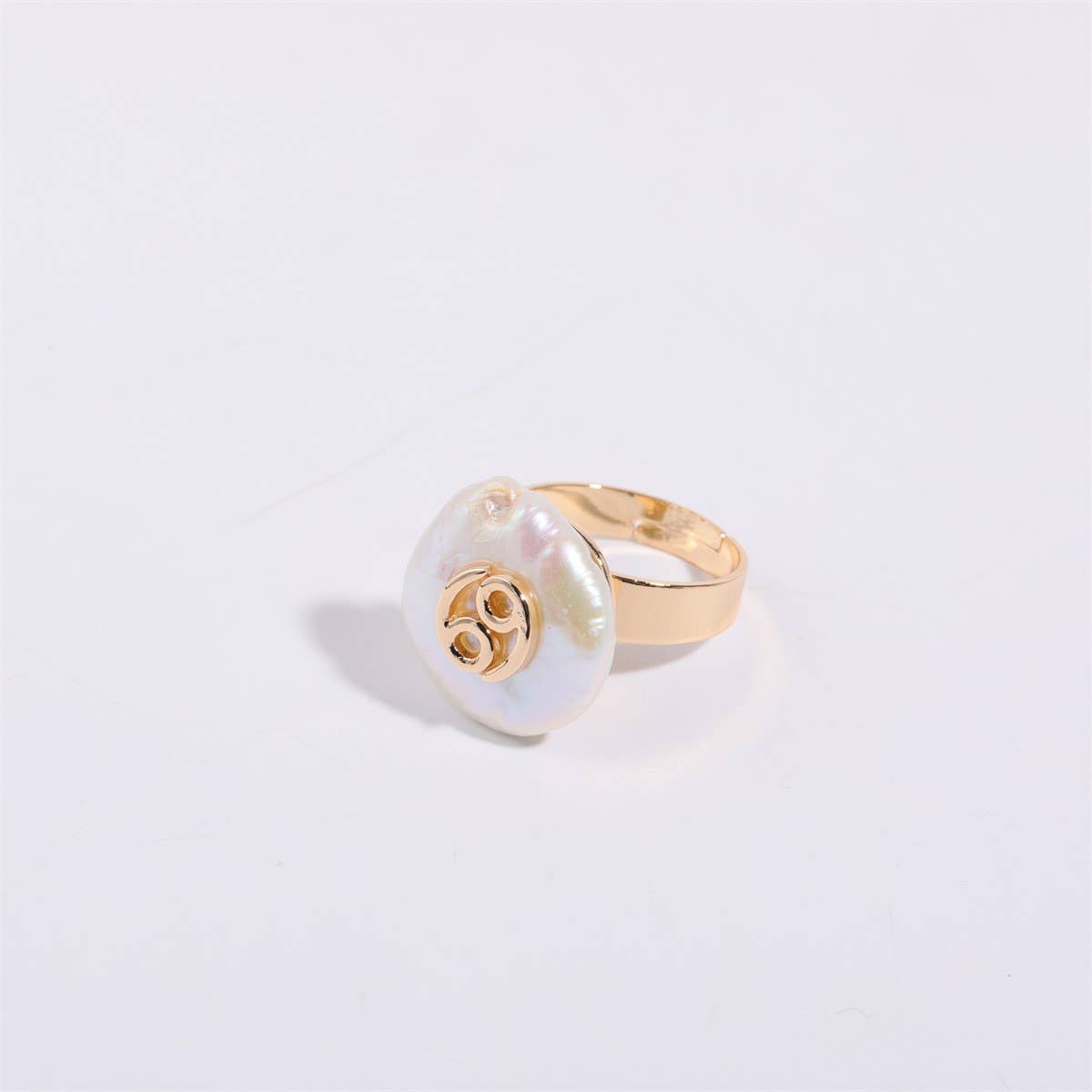 12 Zodiac Signs Irregular Pearl Rings_CWMM5742