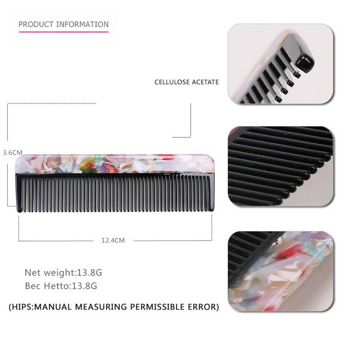 4MM TORTOISESHELL ACETATE HAIR COMB GRADIENT COMB_CWAHA4193