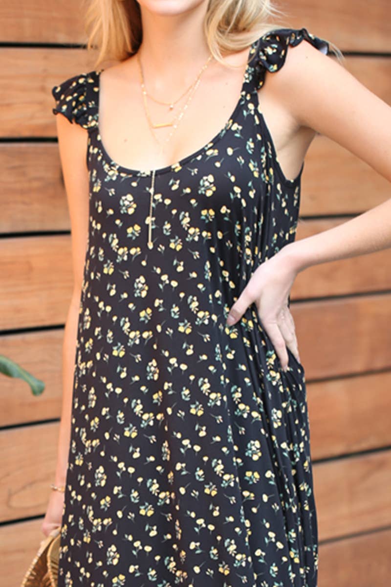 CWDMD542_MAXI RUFFLE DETAILED SLEEVELESS DRESS