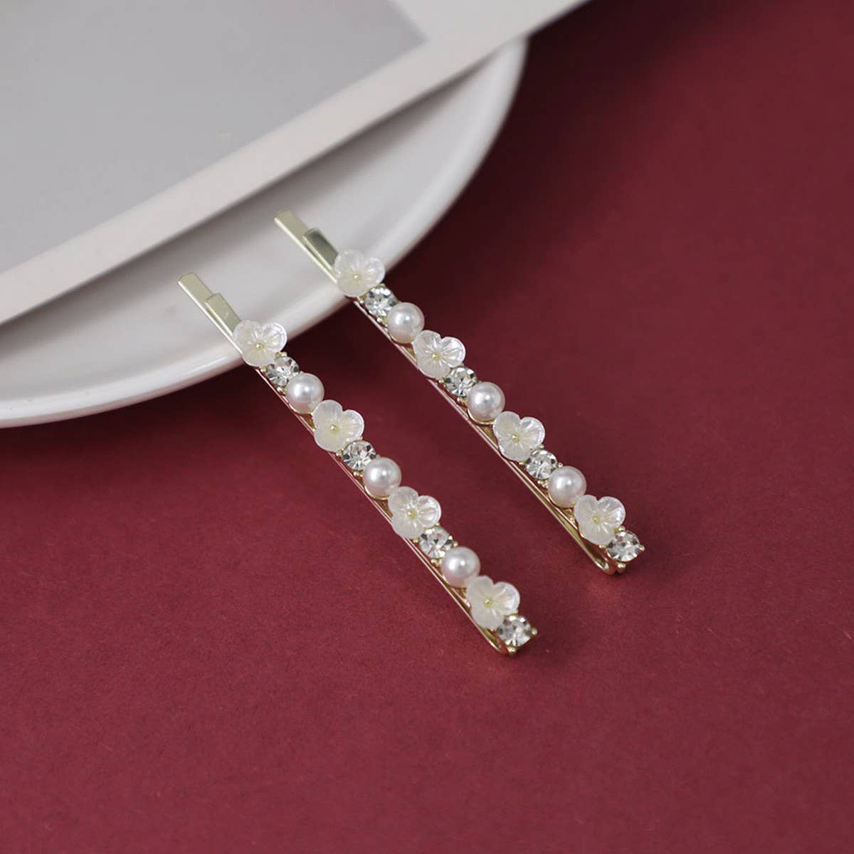 FLOWER PEARL BANGS CLIP ONE-LINE CLIP CUTE HAIRPIN