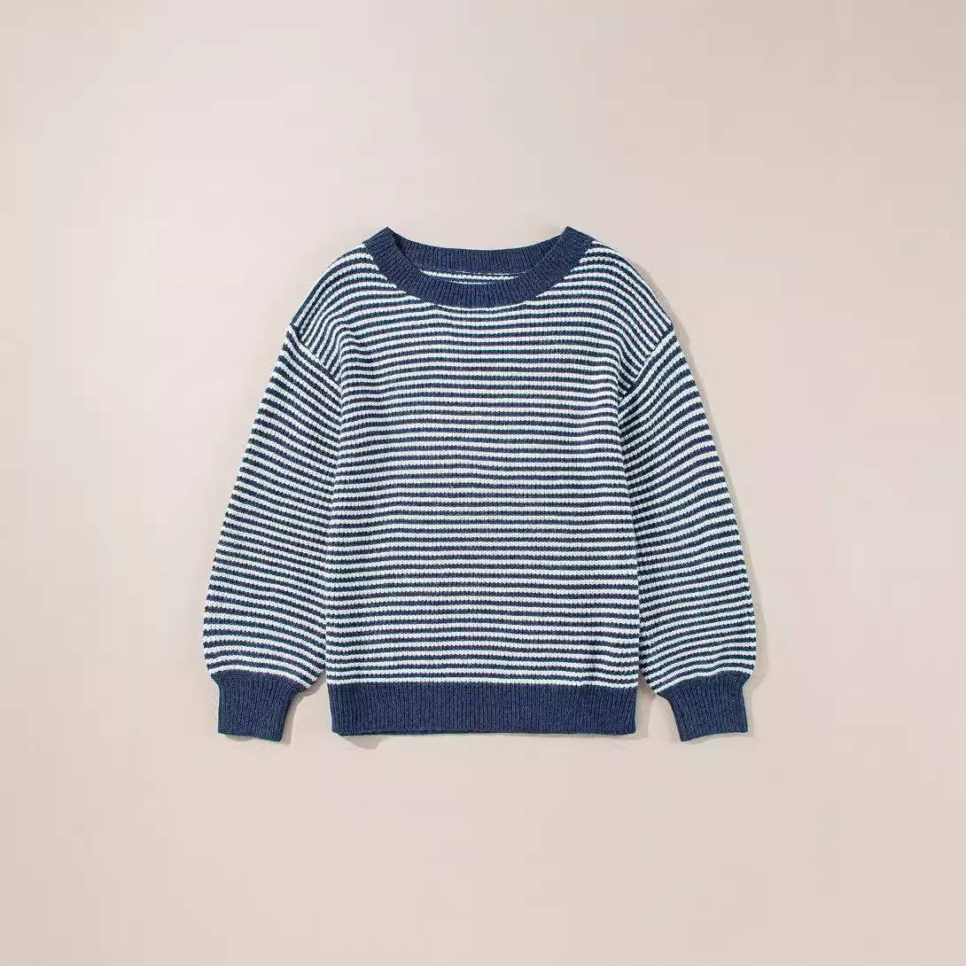 Temperament line-neck color pullover sweater