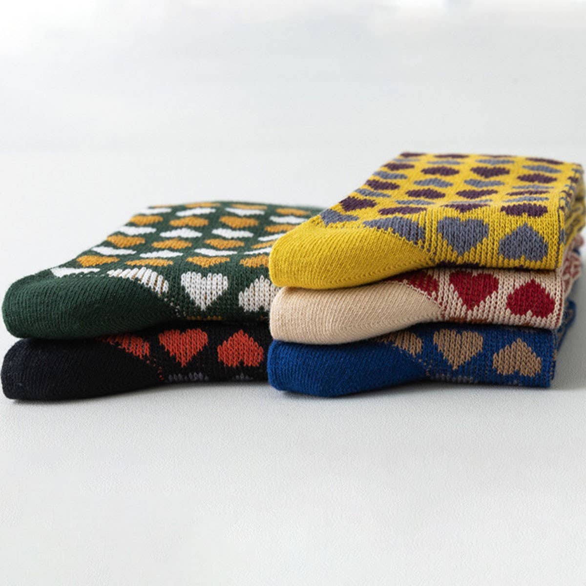 VINTAGE LOVE PRINT MID-TUBE SOCKS FOR WOMEN