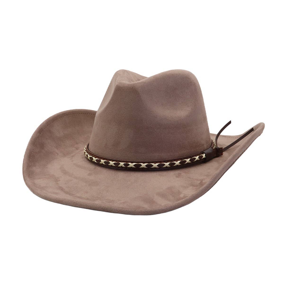 Soft Suede Western Cowboy Fedora Hat Ethnic Style_CWAH04401