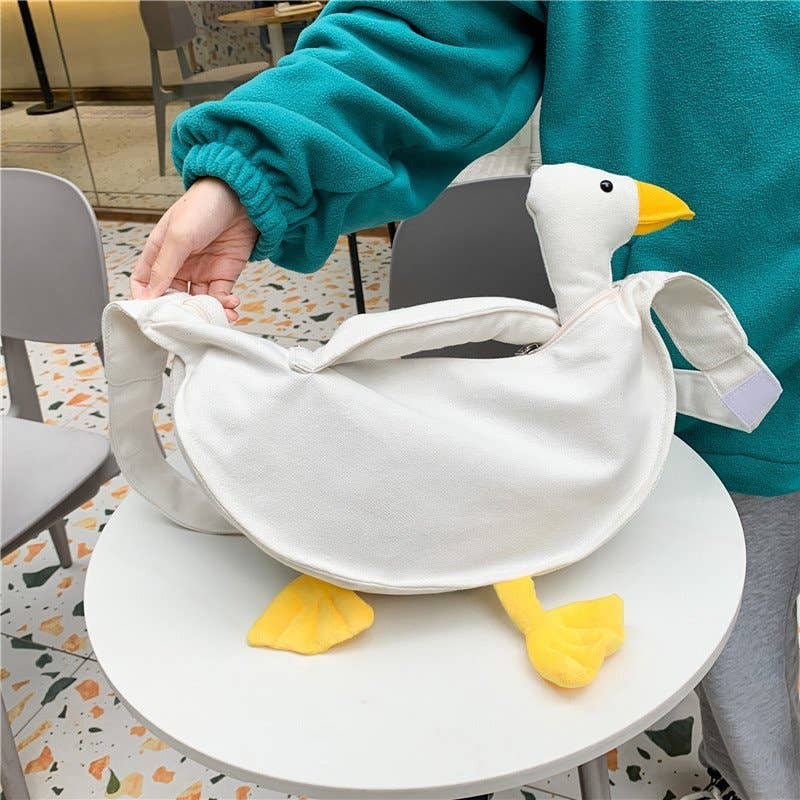 Cute fashionable duck-head canvas crossbody bag