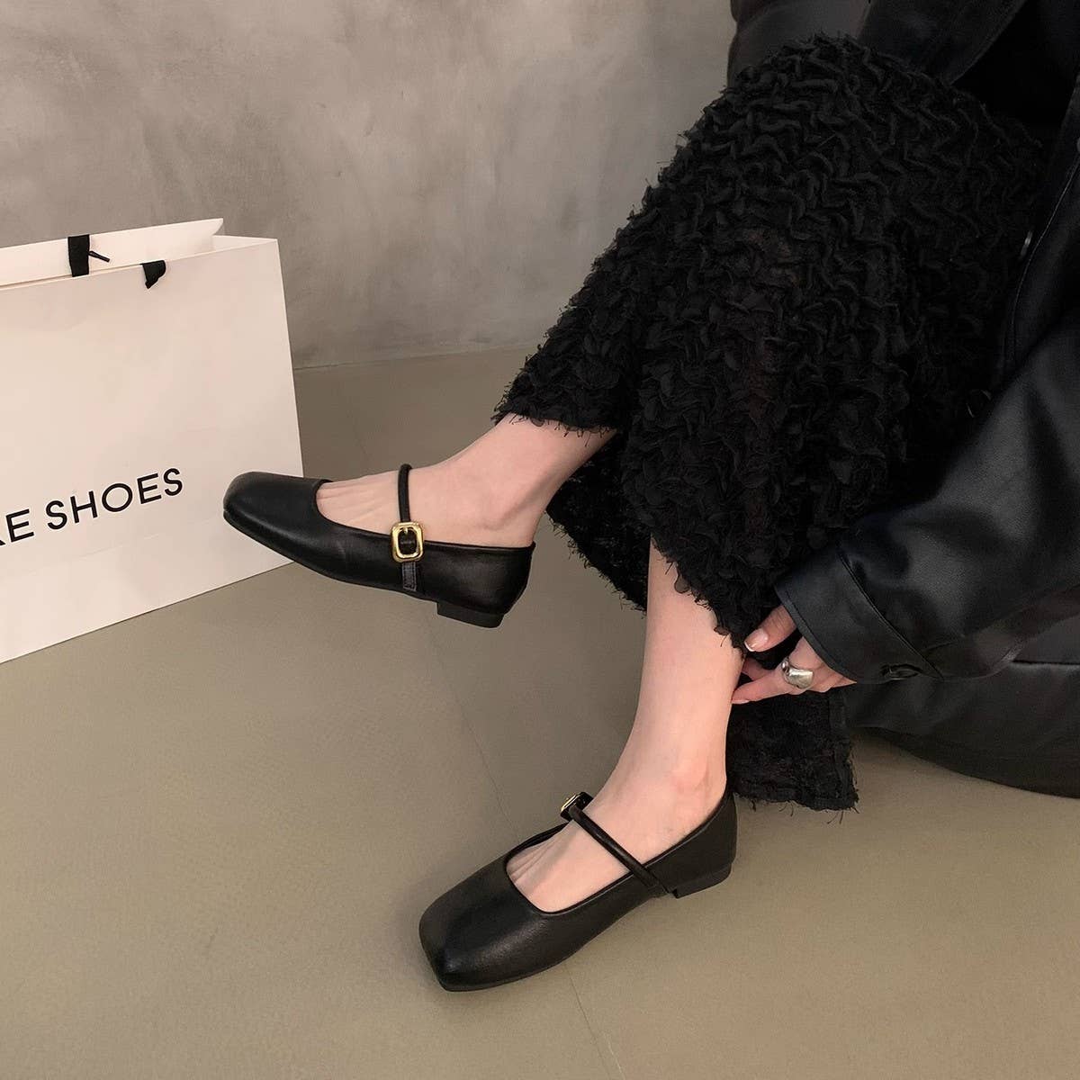 Vintage Square Toe Mary Jane Flats for Women