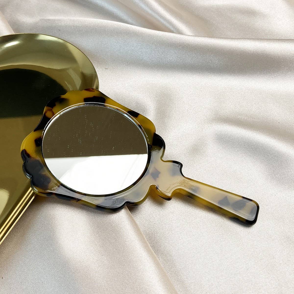 Geometric Acetate Handheld Makeup Mirror, Compact