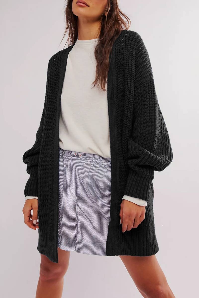 CWOCAL1829_HOLLOWED OUT LONG POCKET CARDIGAN LONG STYLE