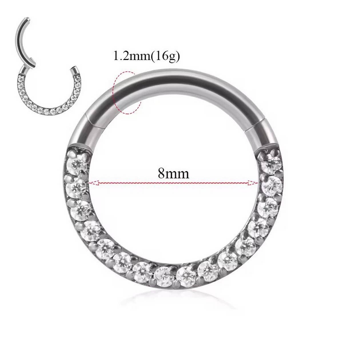 Crystal Studded Septum Nose Ring Piercing