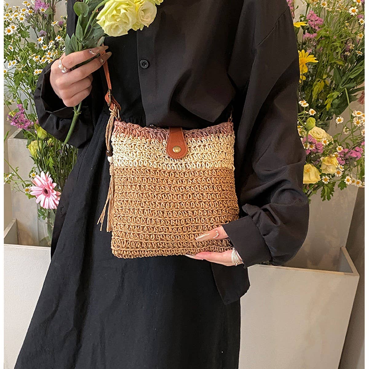 2024 NEW WOVEN STRIPED COMMUTER BAG_CWAB2304