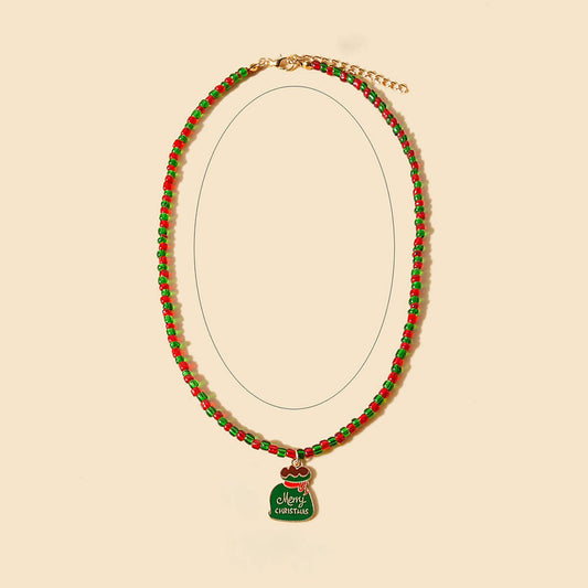 CHRISTMAS COLORBLOCK BEADED CARTOON EARRINGS