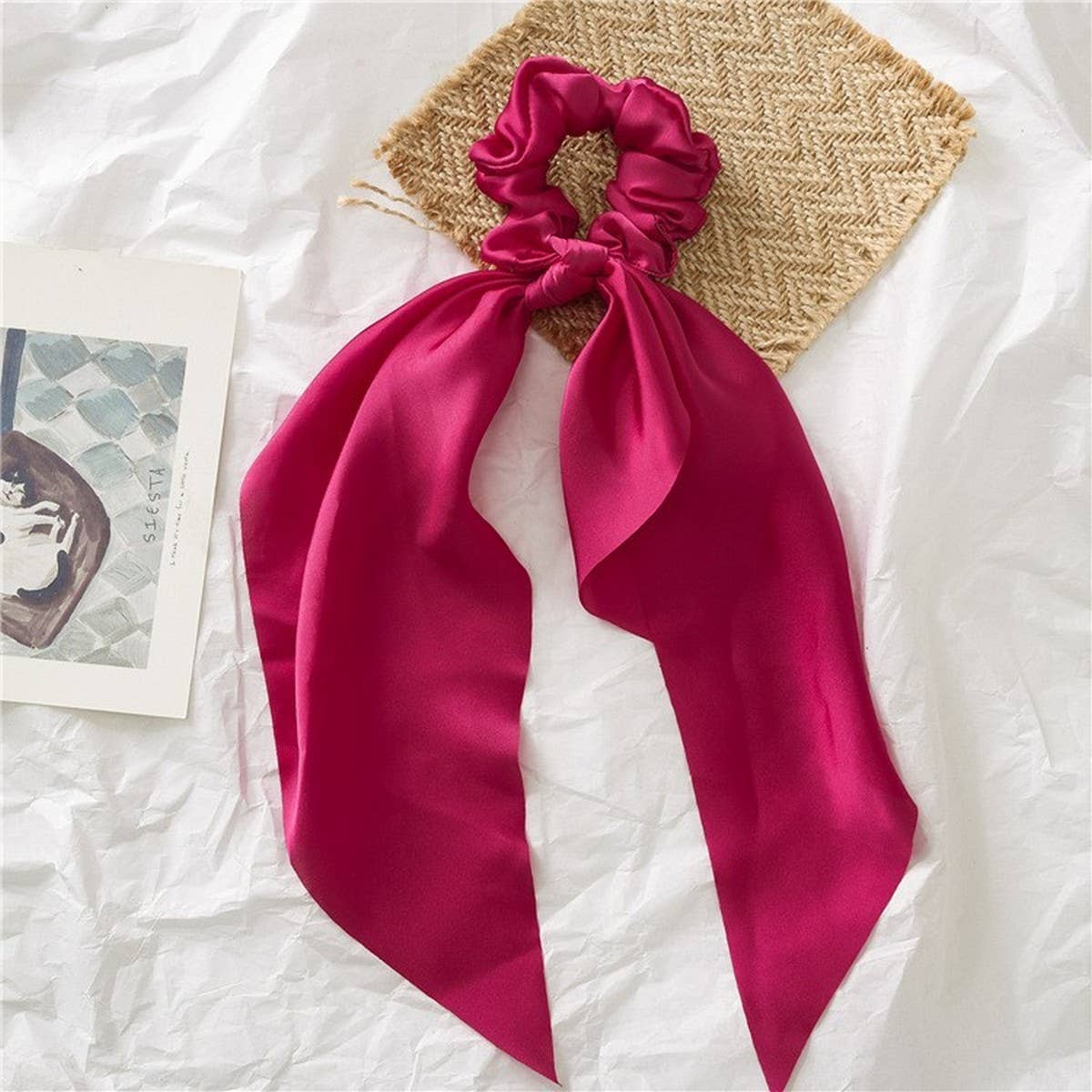 SIMPLE MONOCHROME SOLID PONYTAIL SCARF SCRUNCHIES_CWAHA0346