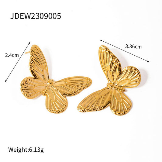 BUTTERFLY GOLD VINTAGE HOLLOW EARRINGS_CWAJE1378