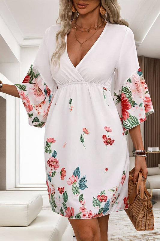 CWDSD7089_2025 NEW FIVE-POINT SLEEVE ELEGANT PRINTED DRESS