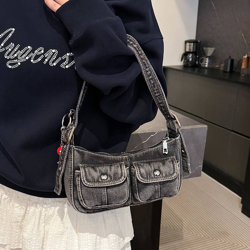 Fashionable denim single-shoulder crossbody bag