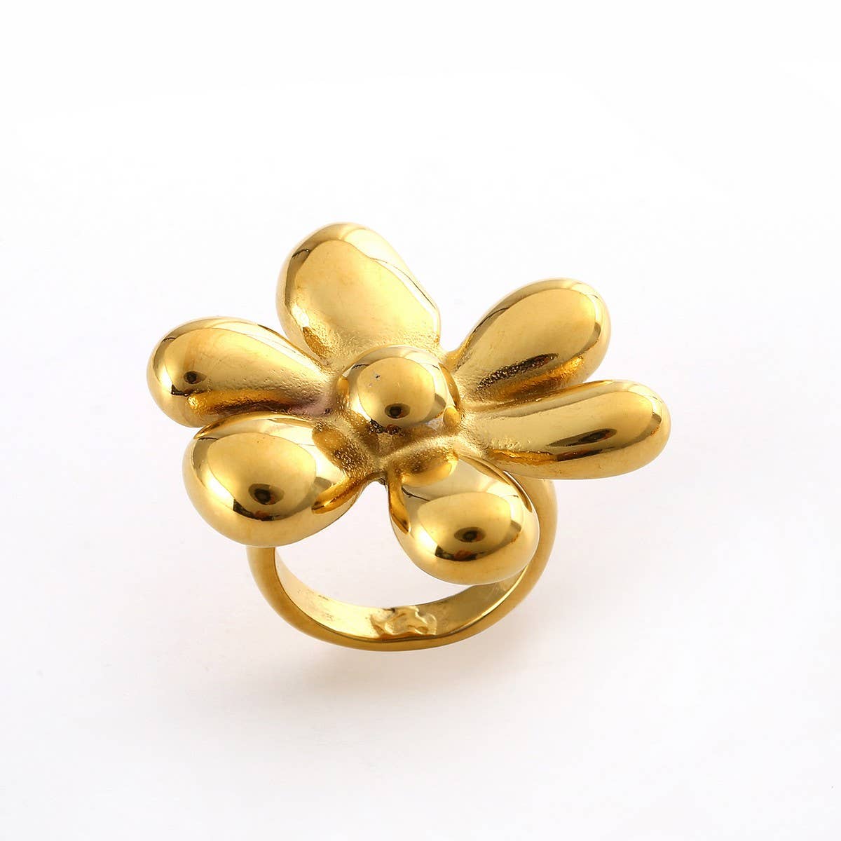 Trendy 18K Gold Plated Steel Statement Ring