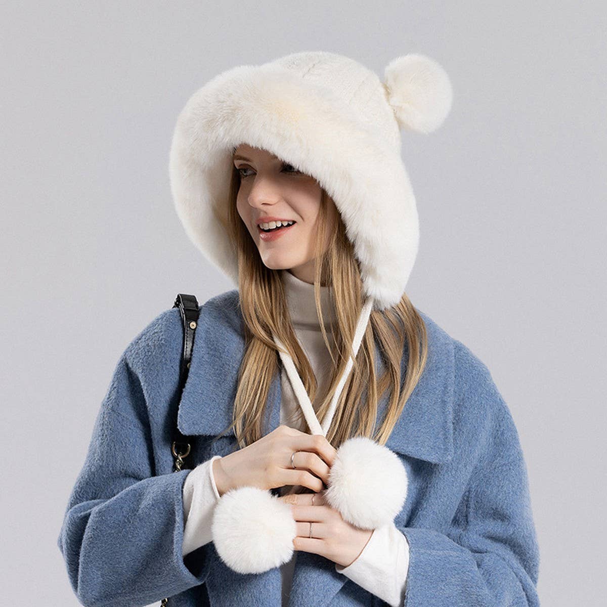 CUTE FUR BALL WARM EARMUFFS HOODIE