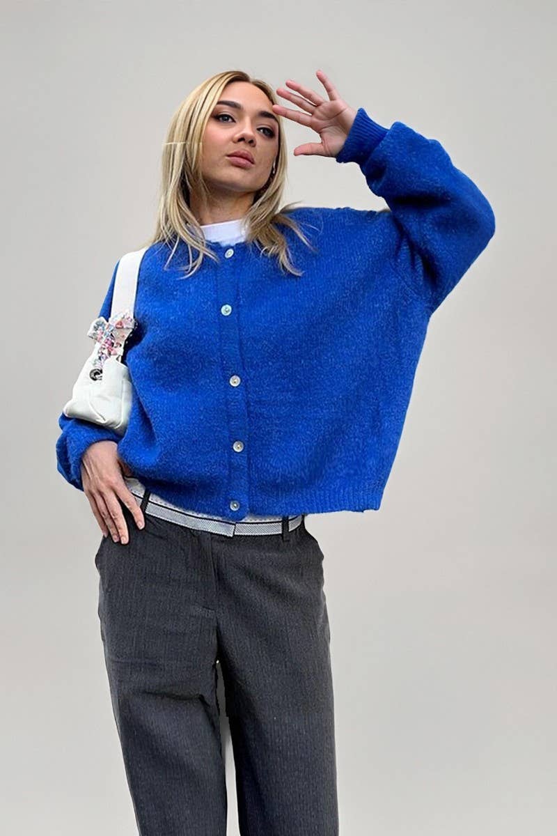 CWOCAL00745_SOLID CREW NECK LONG SLEEVE KNIT CARDIGAN