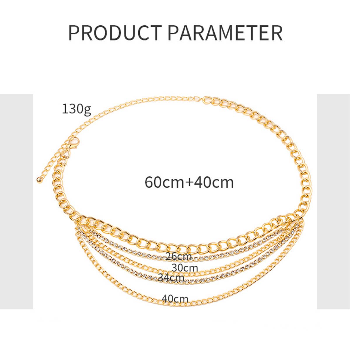 MULTI LAYER DIAMOND STUDDED RETRO WAIST CHAIN