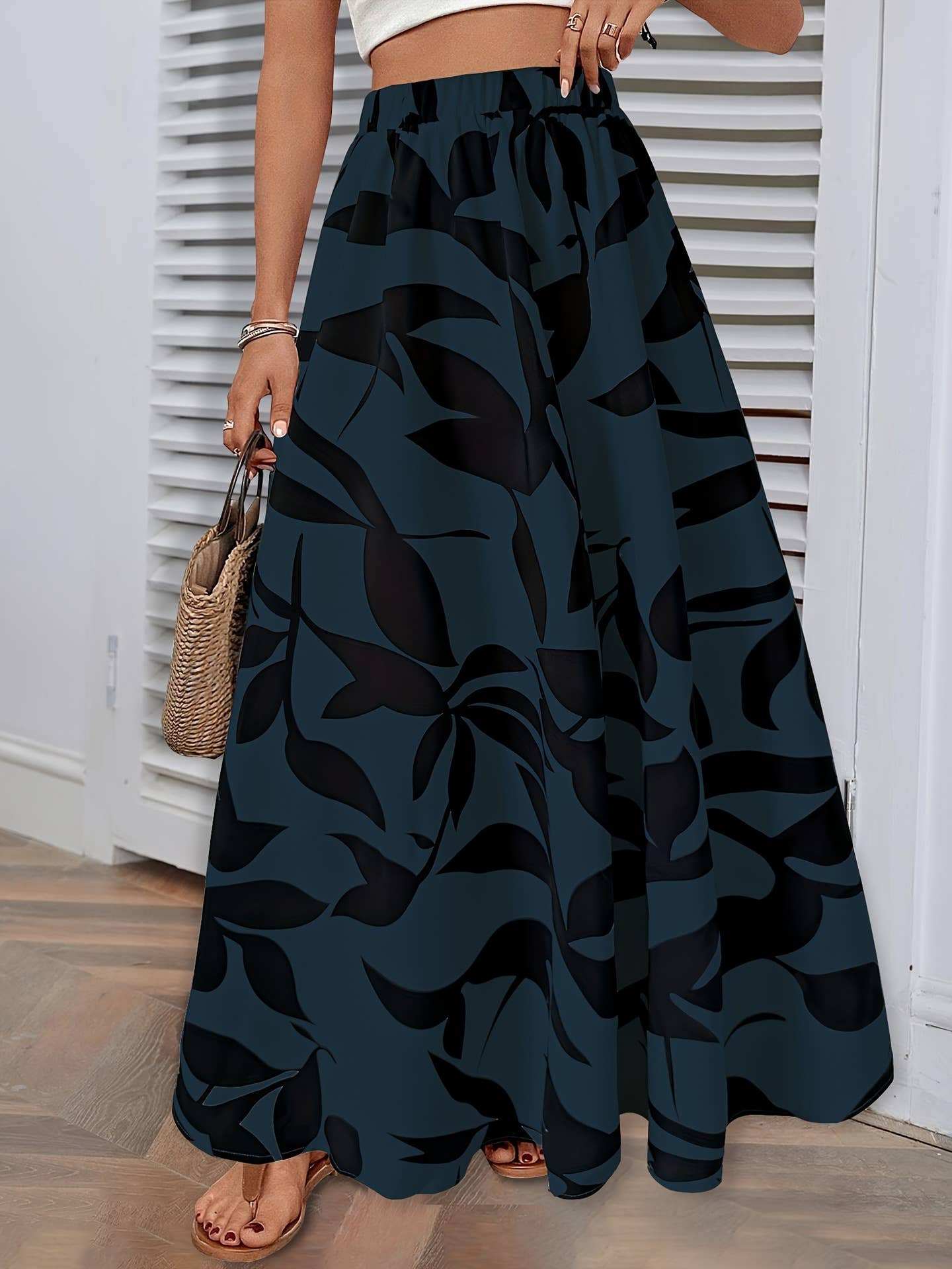 High quality commuter sag long pleated skirt