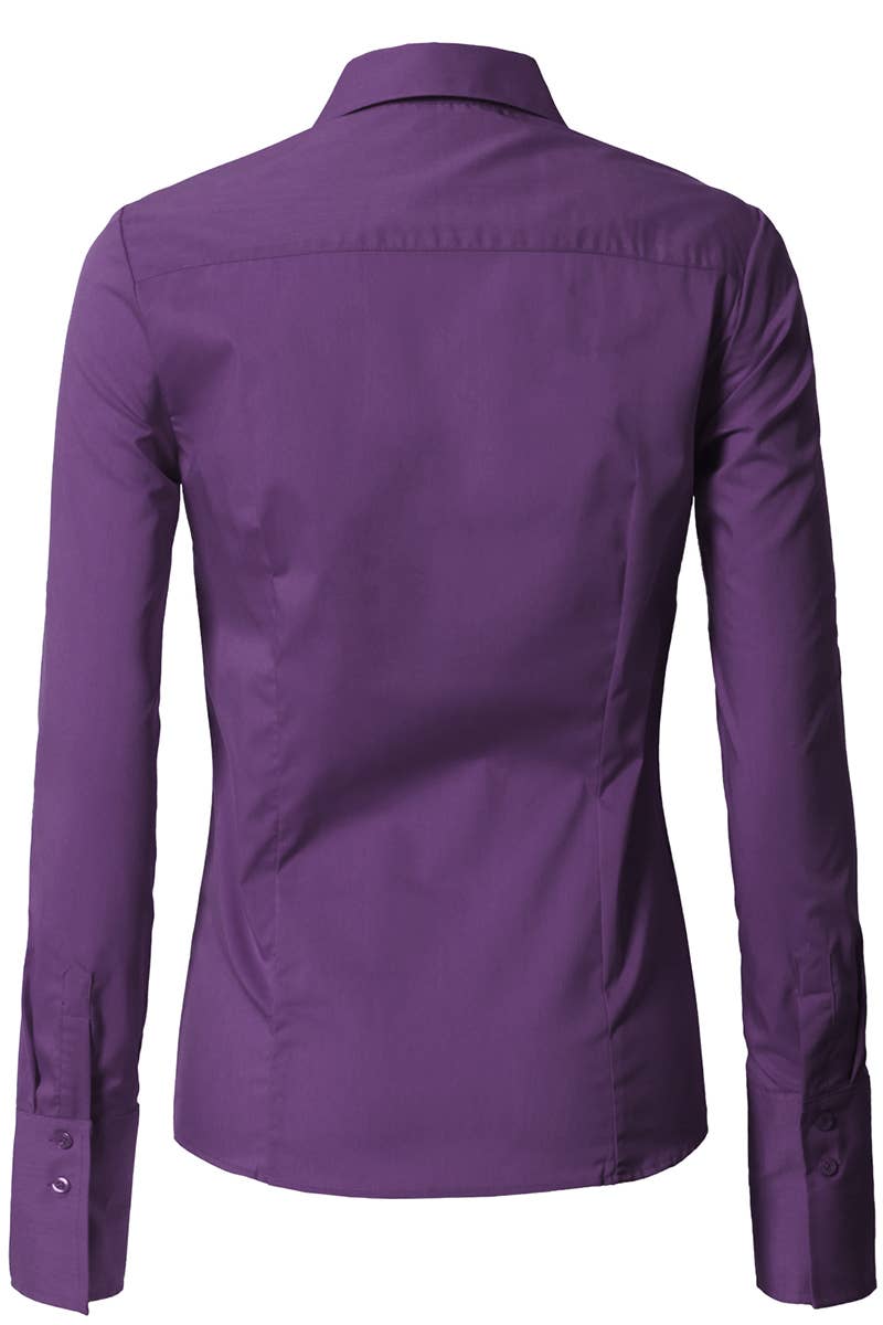 LADIES CASUAL LONG SLEEVE BUTTON UP SHIRT_CWTDSL027