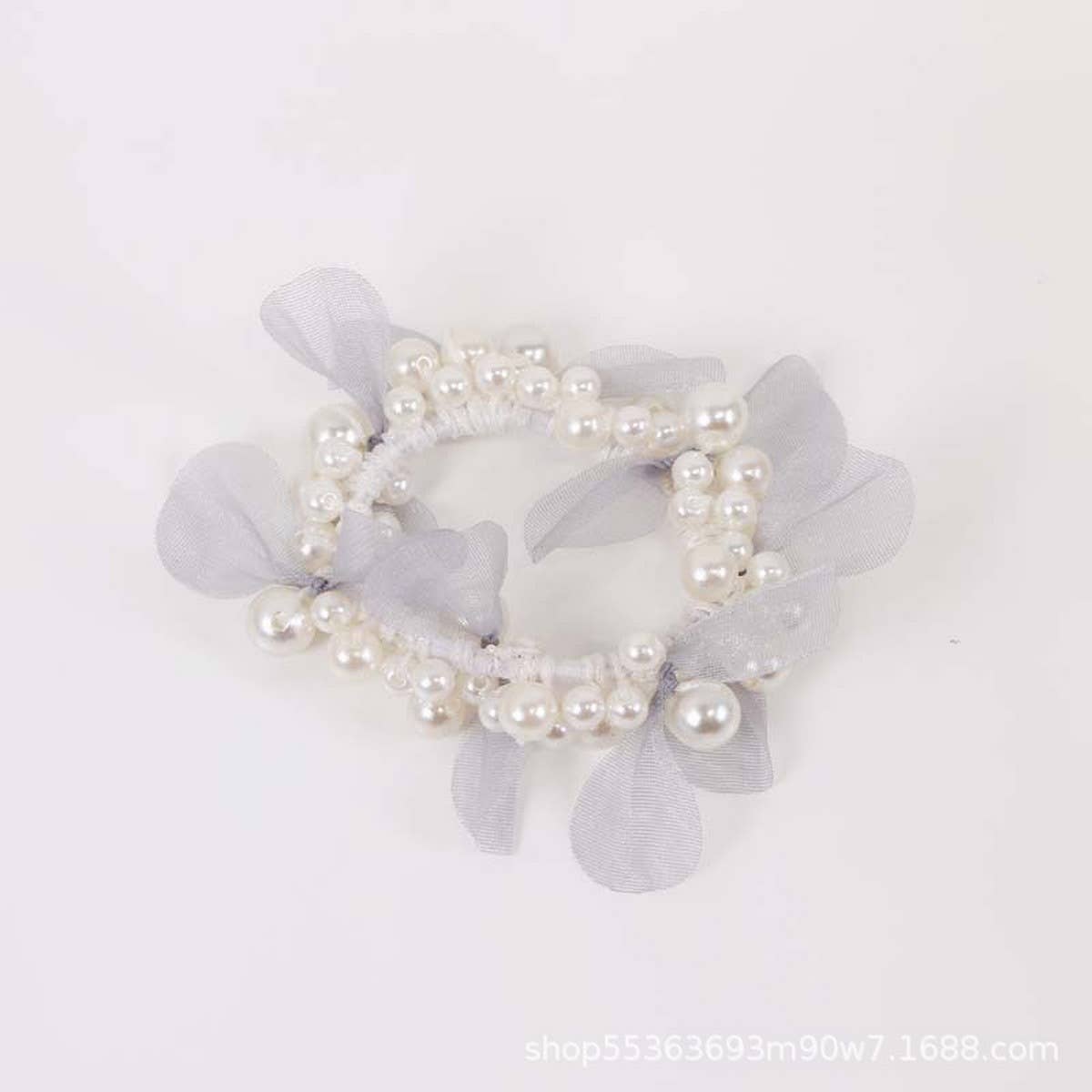 Elegant Lace Pearl Hair Tie Bun Ponytail Band