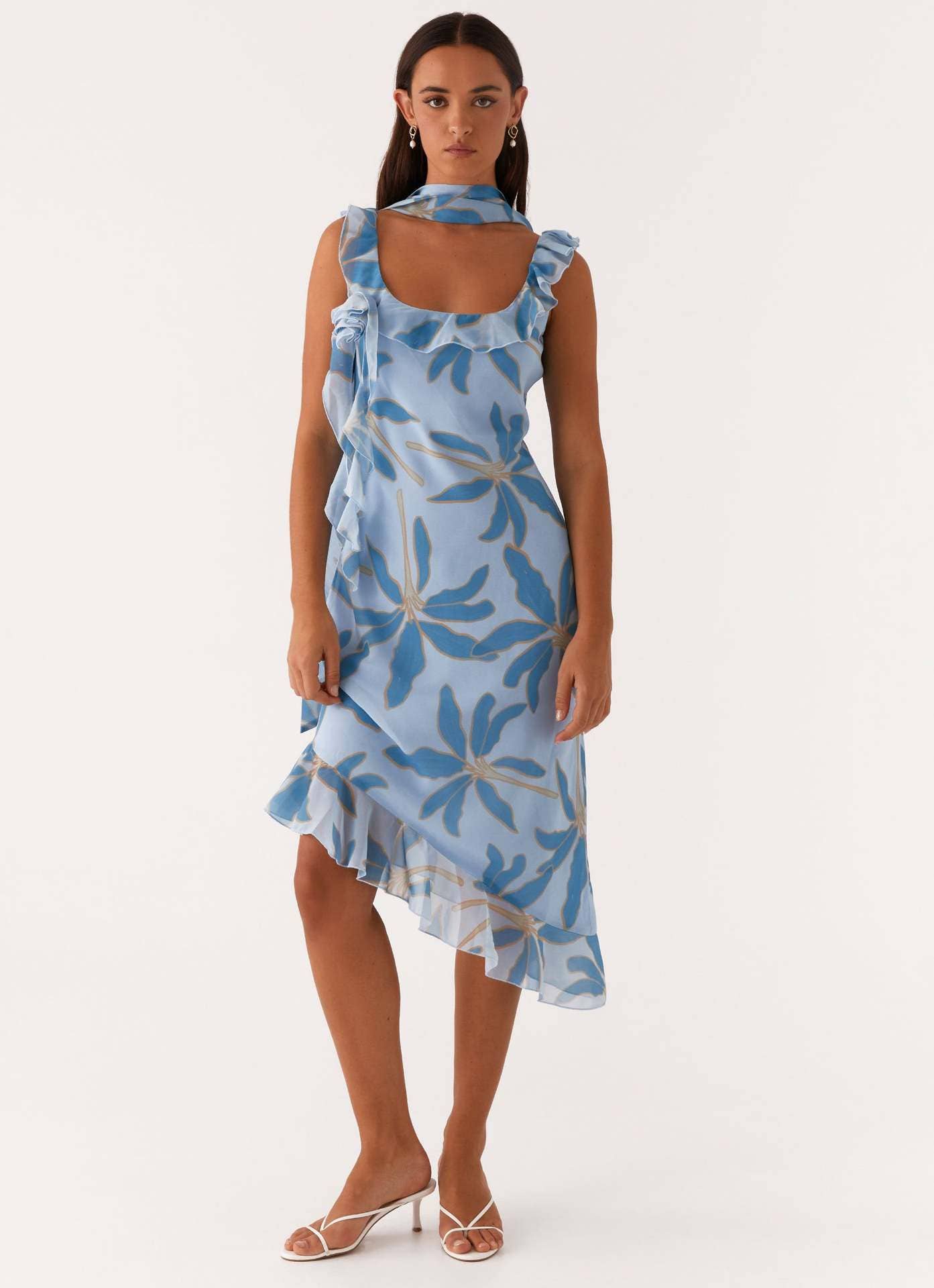 Fitted neck Sexy patchwork chiffon halter dress