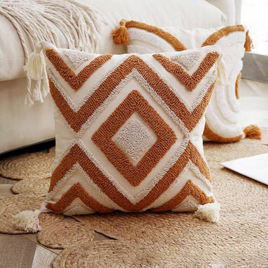 Tufted Tassel Sofa Cushion Boho Style Soft Decor
