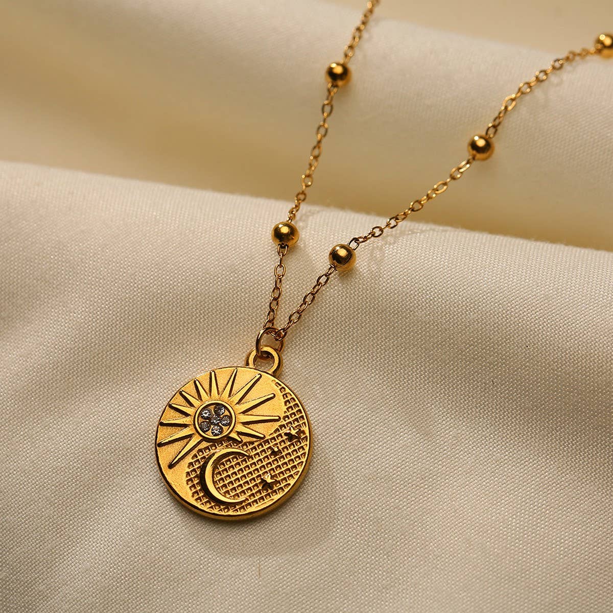 Colorful Zircon Stainless Steel Necklace, Colorfast